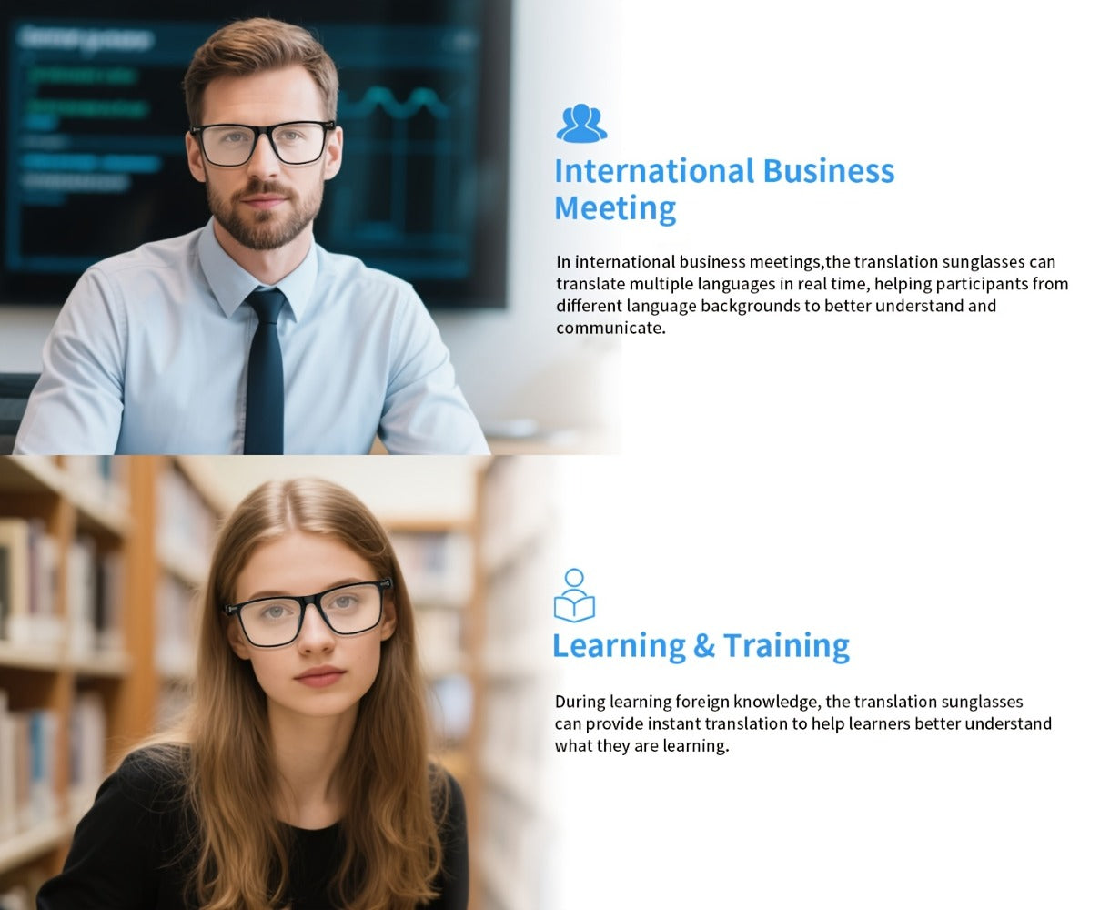 Smart Glasses 160-Language Translation Eyewear with Open-Ear Audio and 19 Photochromic Frame Options