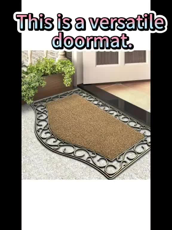 Decorative Entrance Mat System with Scrollwork Base, Removable Printed Insert and Full 17.72-by-29.53-Inch Option