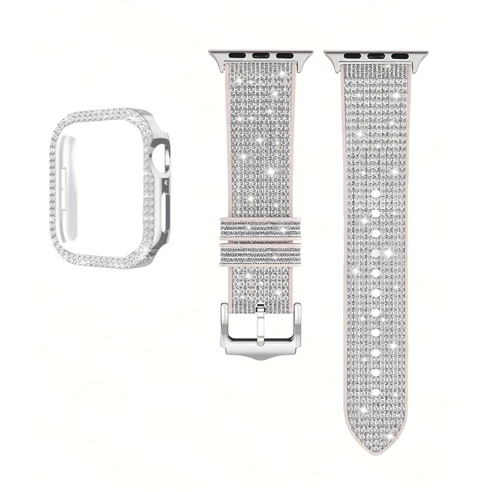 Rhinestone Mesh Watch Band and Matching Case Set for Apple Watch in 19 Color-and-Size Options