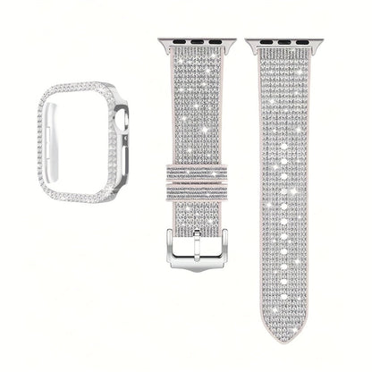 Rhinestone Mesh Watch Band and Matching Case Set for Apple Watch in 19 Color-and-Size Options