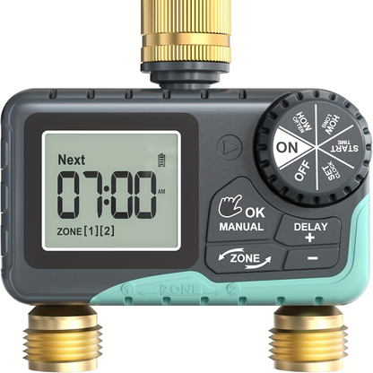 2-Zone Sprinkler Timer Programmable Faucet Irrigation Controller for Lawn & Yard