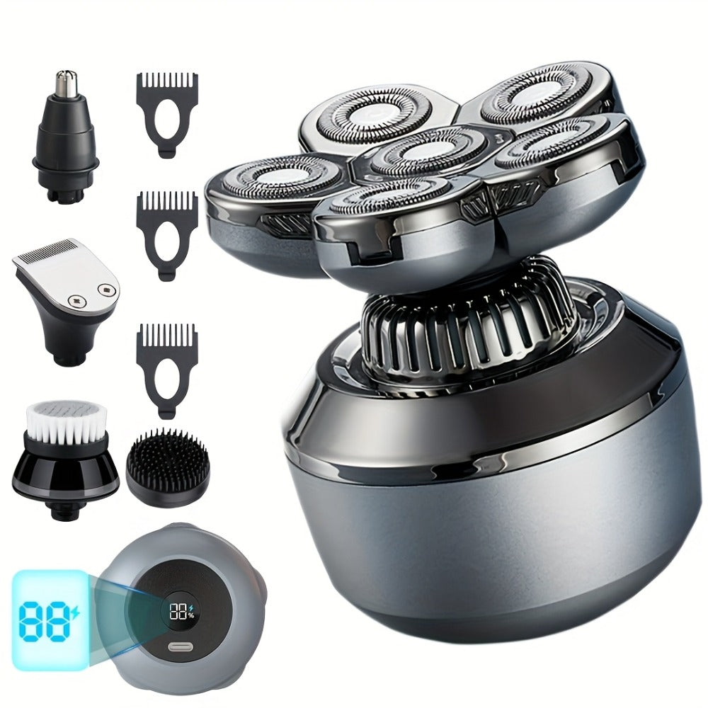 Electric Shaver 8D Floating Rotary Head with IPX5 Wet/Dry Use, LED Display and Two Grooming Set Options