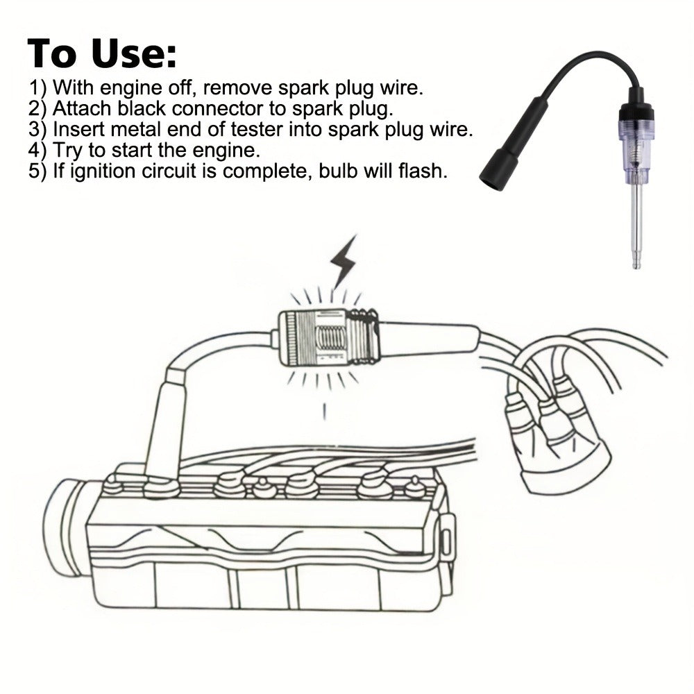 Spark Plug Tester 3-Pack - Automotive Diagnostic Tool with Glowing Bulb Indicator for Cars, Lawnmowers & Small Engines