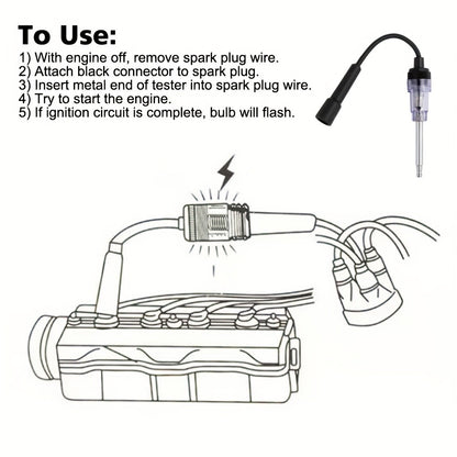 Spark Plug Tester 3-Pack - Automotive Diagnostic Tool with Glowing Bulb Indicator for Cars, Lawnmowers & Small Engines