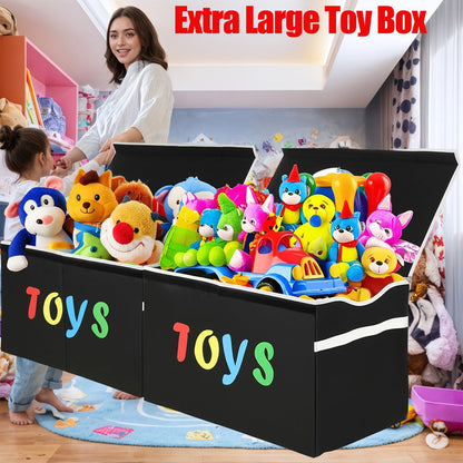 Collapsible Toy Storage Box with Lid, Side Handles and Two- or Four-Grid Divider Options for Playrooms