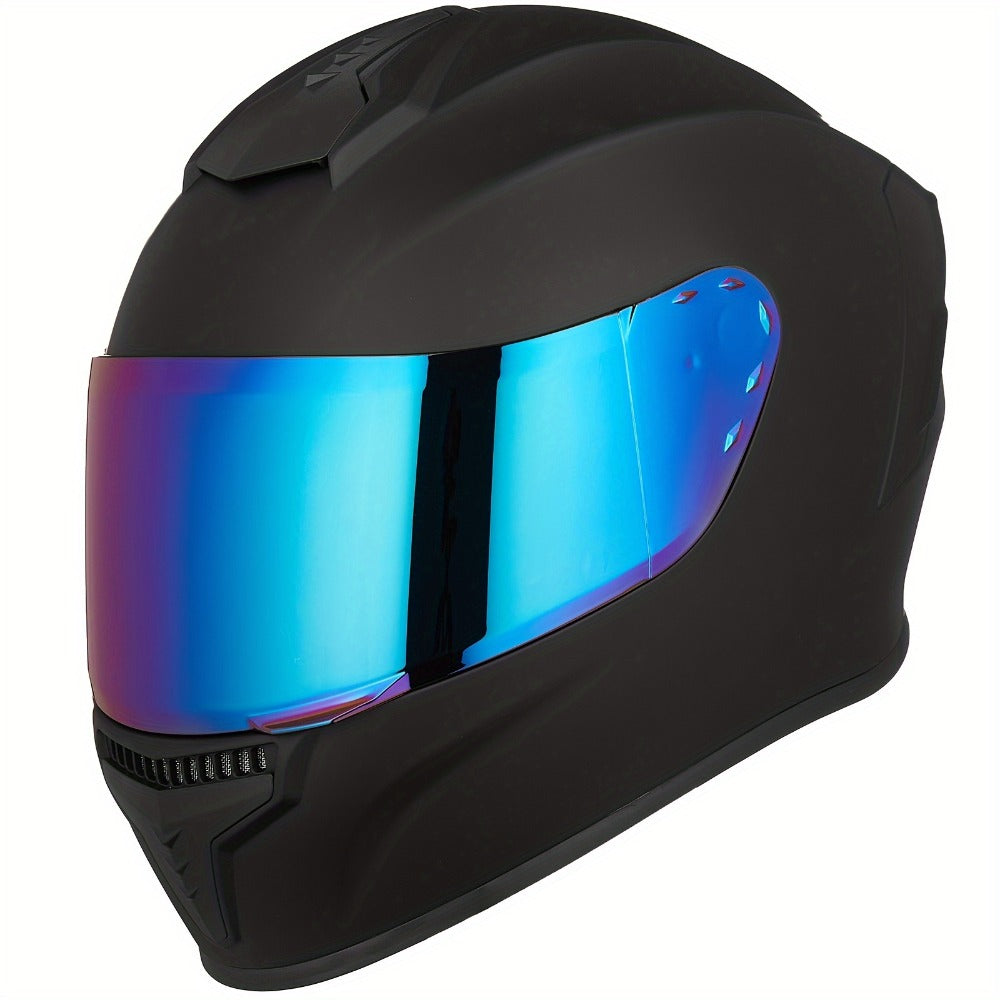 Full Face Motorcycle Helmet DOT Certified – Removable Washable Liner, Color Lens Compatible, Unisex S–XL, Matt Black / Gloss Black / White