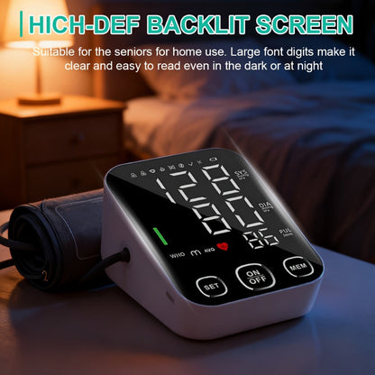 Blood Pressure Monitor Upper-Arm Device with 8.7-16.5 Inch Cuff, 4.5-Inch Backlit Display, Voice and 2 x 99 Memory