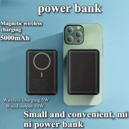 5000mAh-Labeled Magnetic Wireless Power Bank with White Ring Bundle or Blue Upgrade Option