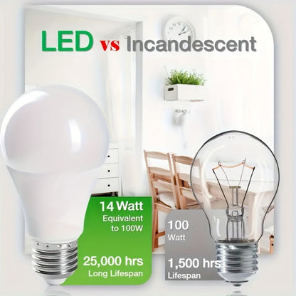 A19 LED Light Bulbs, 14 W and 1100 Lumens with E26 Base and 4500 K Daylight White, Six-Pack