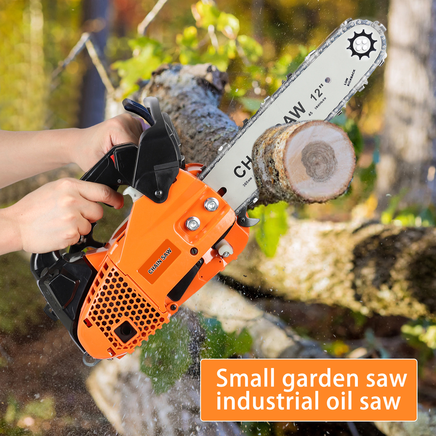 Mini Gas Chainsaw 25.4CC – Portable 2-Stroke Handheld Logging Saw for Garden, Yard & Household Wood Cutting