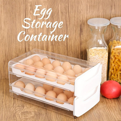Two-Tier Egg Storage Drawer with Clear Pull-Out Trays, 36-Position Layout and 12-Inch Width