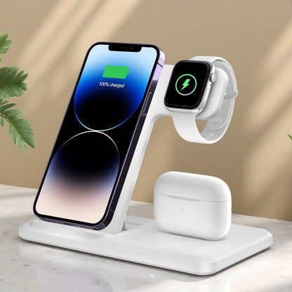 Wireless Charging Station, USB-C 3-in-1 Upright Dock for iPhone, Apple Watch and AirPods Models