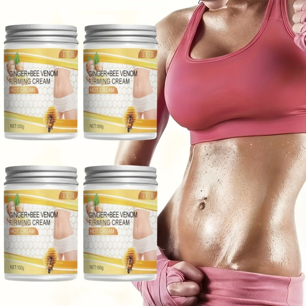 Body Cream Four 100g Jars with Ginger, Bee Venom, Aloe and Lavender for External Body Massage
