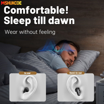 Wireless Earbuds MSHUKCOE 2-in-1 Mini Sleep Style with Noise Reduction and 6D HiFi Sound in Three Colors