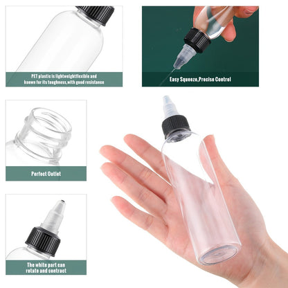 Squeeze Bottles 4oz 100 Pack with Twist Top Caps Empty Plastic Refillable Dispensing Bottles BPA Free for Hair Oil Essential Oil Condiment Sauce Lotion Skincare Salon Kitchen Restaurant Use