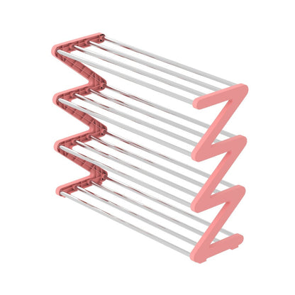 Four-Tier Z-Frame Shoe Rack with Metal Tubes in Graphite Black, Dawn Pink, Gray or Breeze Blue