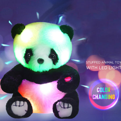 8-Inch Light-Up Panda Plush with Color-Changing LEDs, Soft Stuffed Body, Button Control and 2-AA Battery Compartment