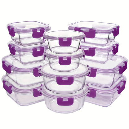 Glass Food Storage Containers with Airtight Lids - Borosilicate Glass Meal Prep Containers Set, Microwave Dishwasher Freezer Safe, BPA Free, Leak Proof Lunch Containers for Kitchen