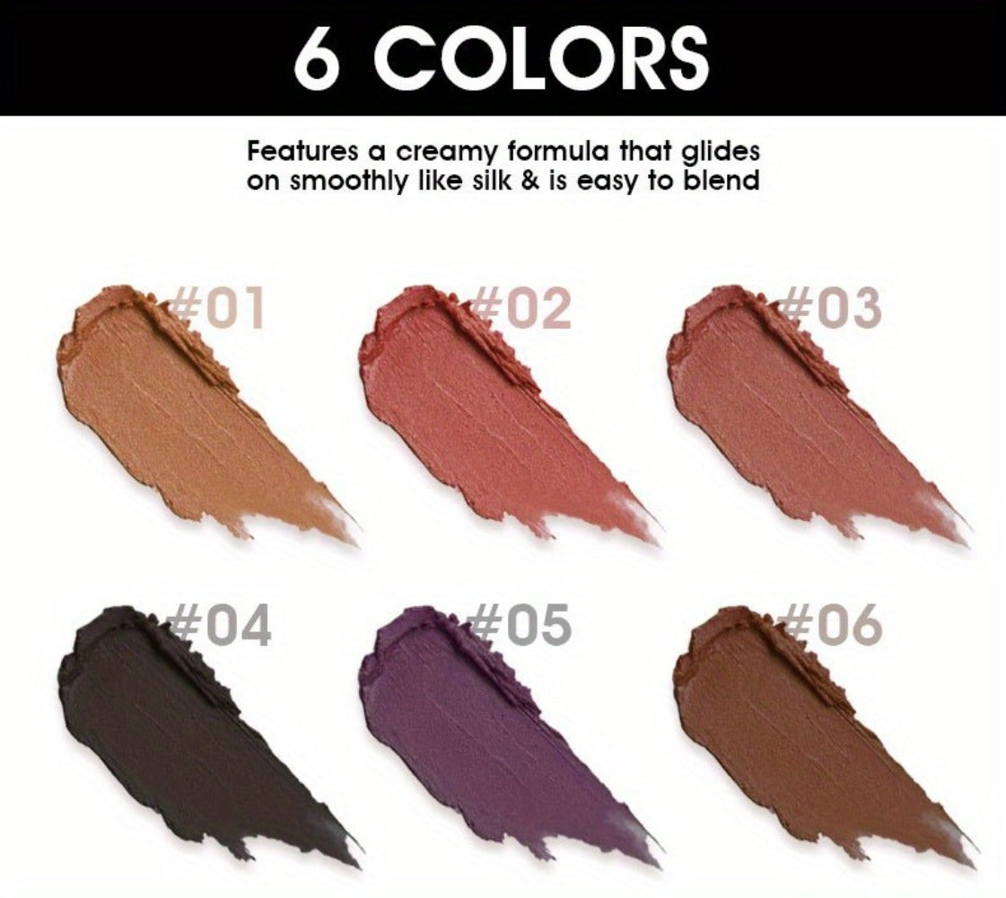 Six-Color Twist-Up Cream Liner Set for Makeup in Brown, Black and Red-Brown Shades with 3g Sticks