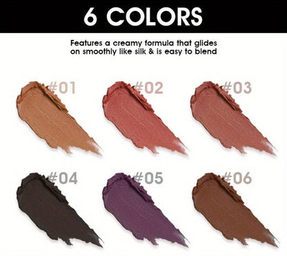 Six-Color Twist-Up Cream Liner Set for Makeup in Brown, Black and Red-Brown Shades with 3g Sticks