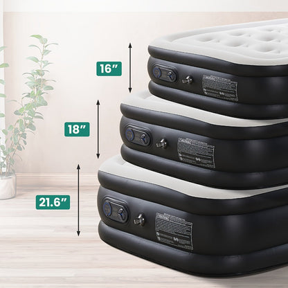 Air Mattress with Double-Height Profile and Side Inflation Panel in 75 × 39 or 80 × 60-Inch Options