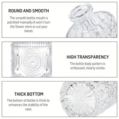 Clear Glass Bud Vase Assortment in 12-, 18-, 30-, 54- or 64-Piece Sets for Wedding and Table Displays
