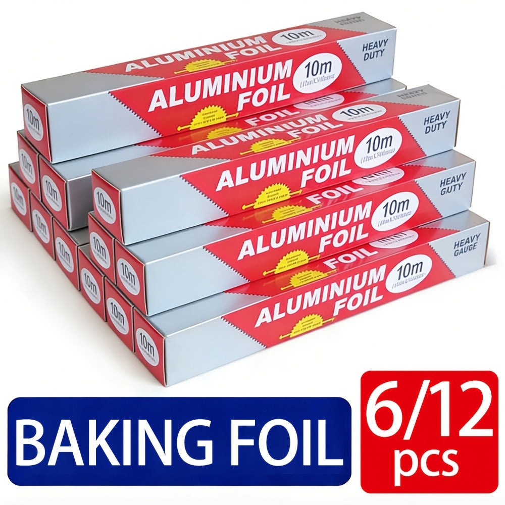 Heavy-Duty Aluminum Foil Roll Set in Six or 12-Roll Options for Baking, Grilling and Food Wrapping