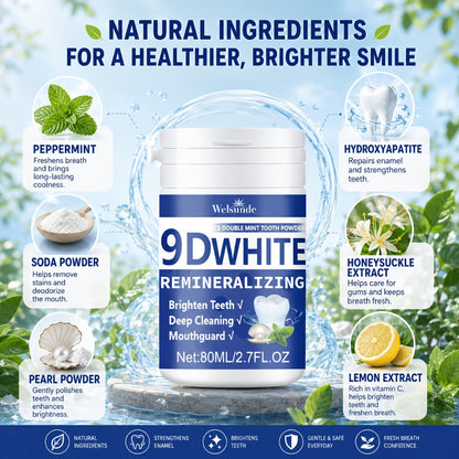 Hydroxyapatite Tooth Powder 2-Pack Remineralizing Fluoride-Free Deep Cleaning Whitening Mint Toothpowder for