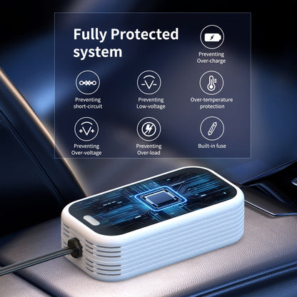 White-and-Black 200W Car Power Inverter with Two AC Outlets, 30W PD USB-C and 24W QC3.0 Ports