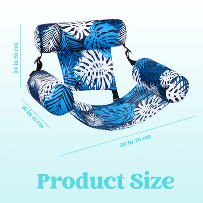 Leaf-Print Inflatable Pool Float Chair with Mesh Sling Seat in Blue, Blue-Green or Red-Cyan Checkout Options