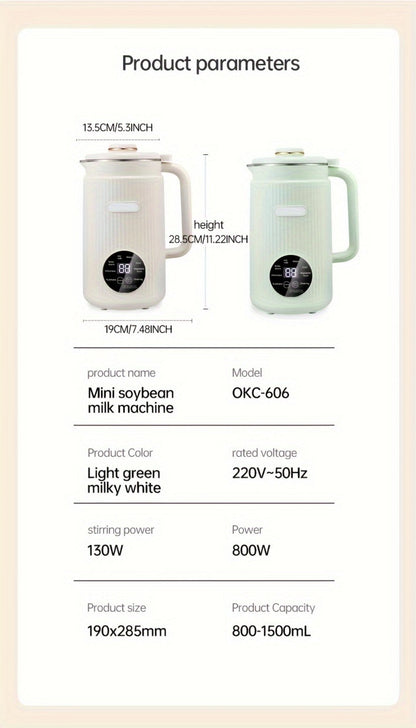 8-in-1 Nut Milk Maker 35oz 8-Blade - Almond Oat Soy Coconut Plant-Based Milk Machine with Delay Start Keep Warm Self-Cleaning Boil Water Function - Non-Dairy Beverage Blender Soy Milk Maker Beige