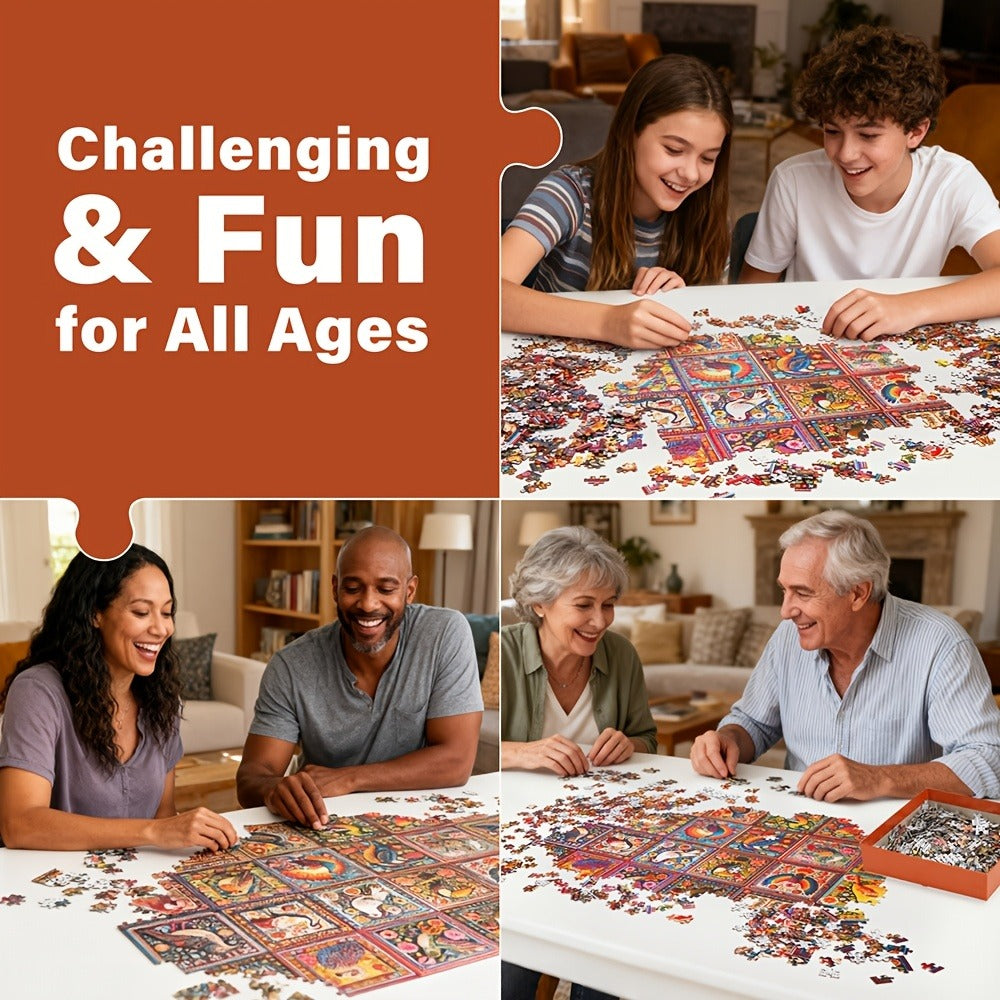 1000-Piece Bird Crochet Jigsaw Puzzle for Adults with Lettered Backs and Full-Color Reference Poster