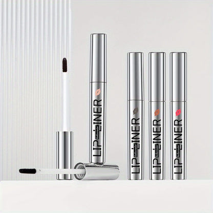 Four-Color Two-in-One Lip Stain Pen Set with Liner Tip and Matte Finish for Daily Makeup Looks
