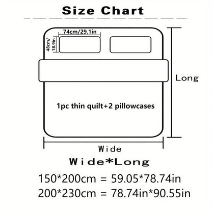Three-Piece Heart-Print Quilt Set with One Quilt and Two Pillowcases in Two Love Set Checkout Sizes