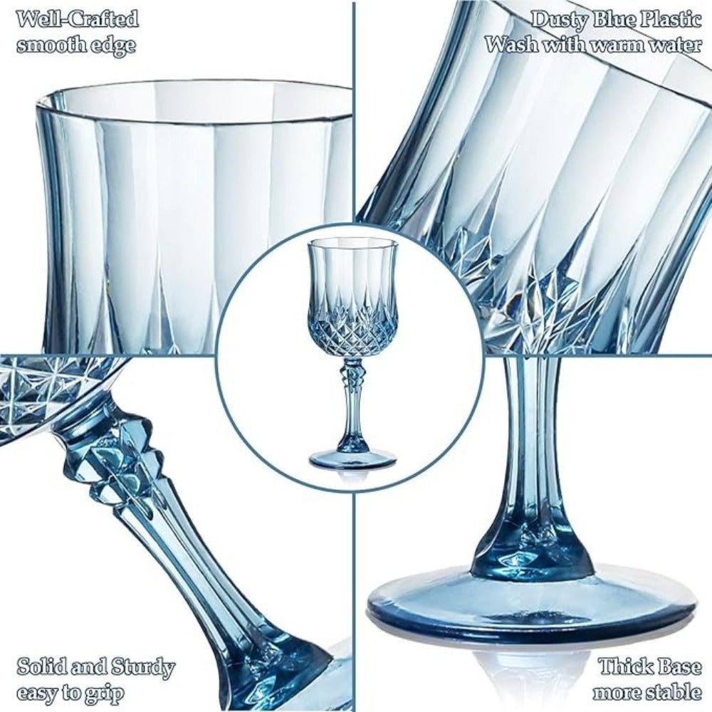 Forty-Eight-Piece 7 oz Plastic Wine Goblet Set in Clear, Orange, Pink, Green, Gold or Blue