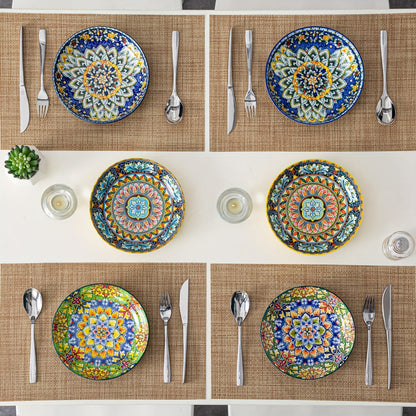 Bohemian Pasta Bowls Set of 6 | 32 Oz Porcelain, Floral Pattern, Microwave & Dishwasher Safe – VANCASSO