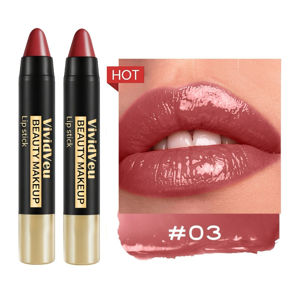 Six-Piece Lipstick Pen Set with Black-and-Gold Cases, Six Pictured Shades and 10.8 cm Stick Length