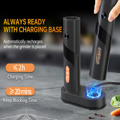 Electric Salt and Pepper Grinder Set with LED Light & Gravity Sensor – USB Rechargeable, Top-Fill, Large Capacity Automatic Spice Mill – 1 or 2 Pack Kitchen Gift Set