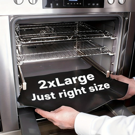 Nonstick Oven Liner Mat 2-Pack, Extra Large Heavy Duty Reusable Oven Bottom Protector, PTFE Oven Mat for Electric Oven, Trimable Oven Floor Liner Catches Drips Spills, 17x24 Inch, Heat Resistant to 260°C