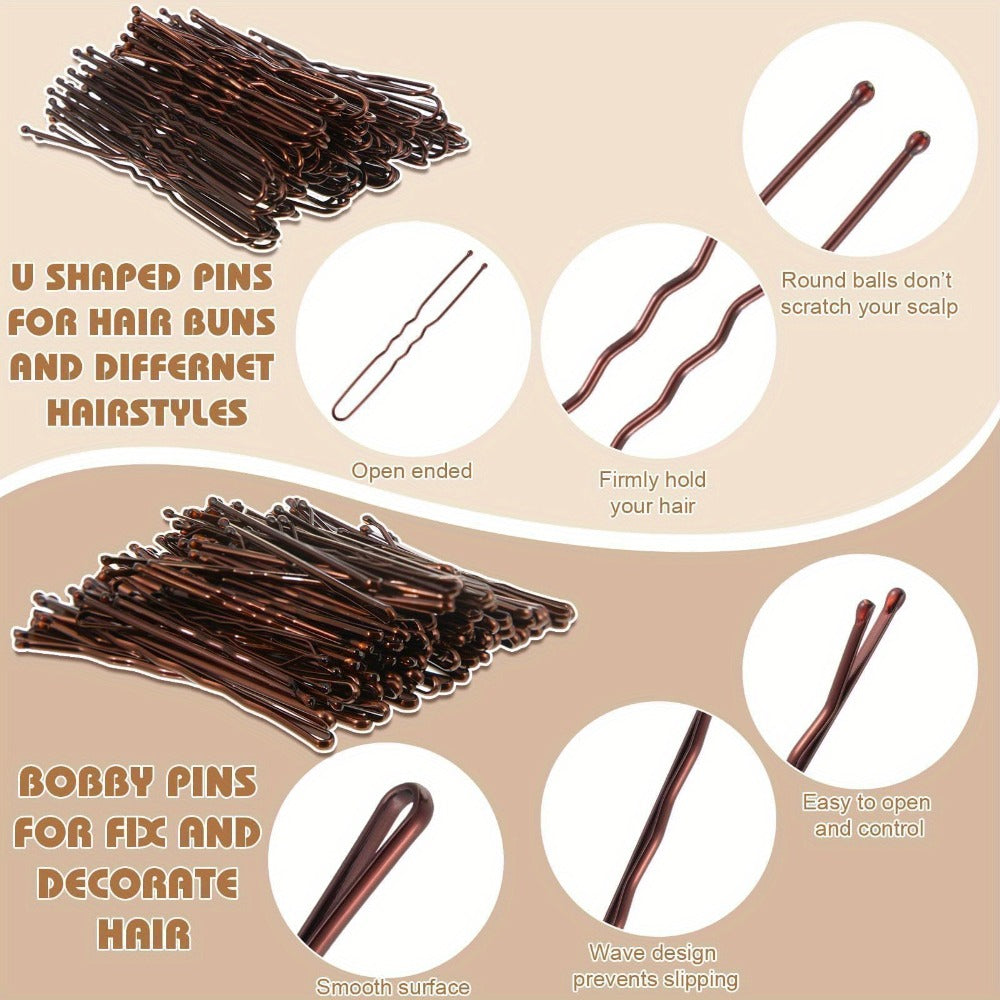 163pcs Hair Ties & Clips Set Dance Styling Kit with Hair Nets Bobby Pins Snap Clips Complete Hair Accessories for Girls Dance Competition Recital Performance
