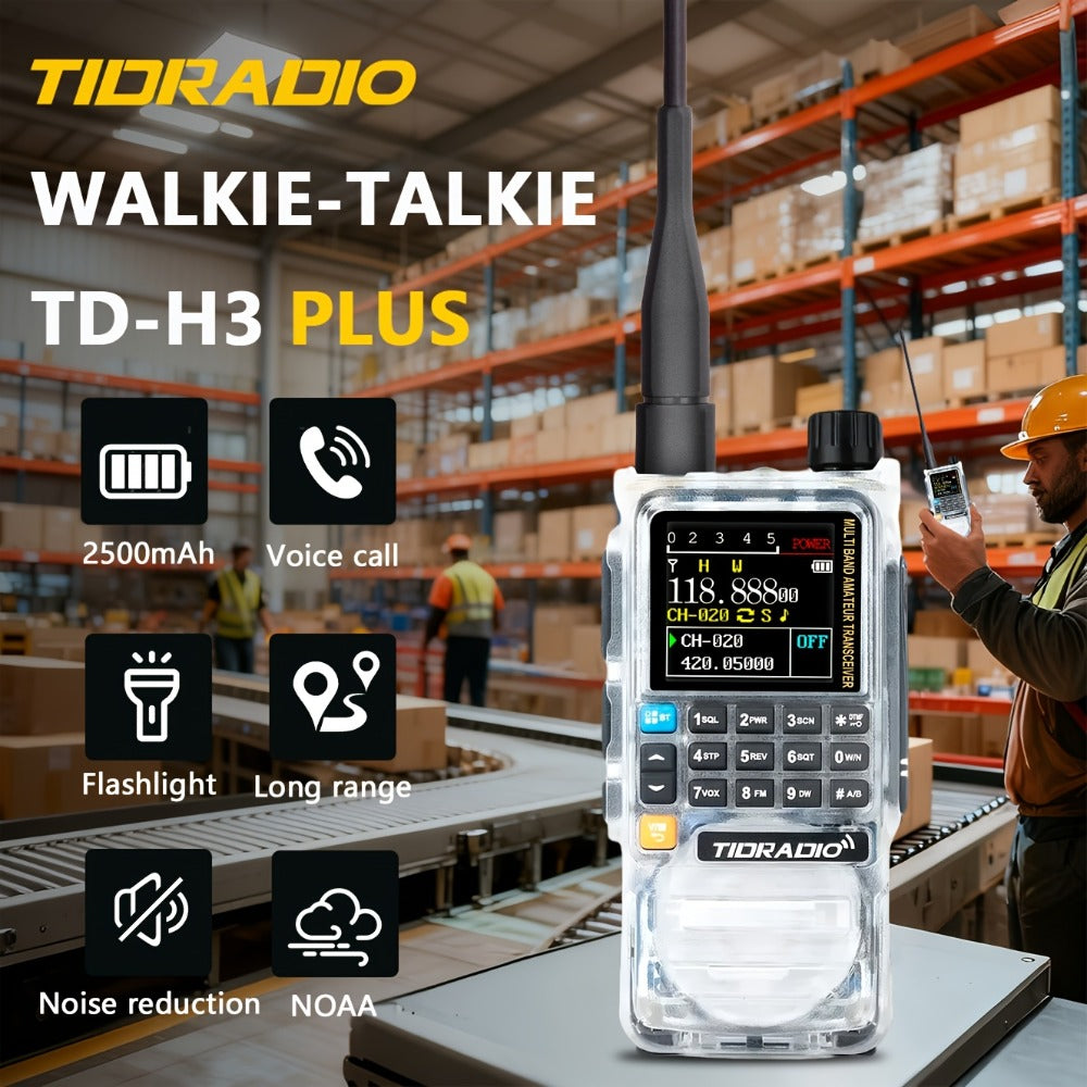 Tidradio H3 Plus Ham Radio Multi-Band Two-Way Radio, AM/FM Reception, Wireless Headset Compatible