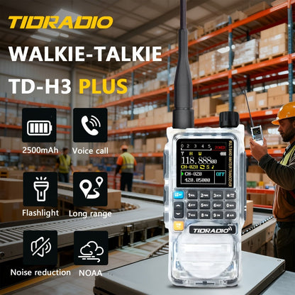 Tidradio H3 Plus Ham Radio Multi-Band Two-Way Radio, AM/FM Reception, Wireless Headset Compatible