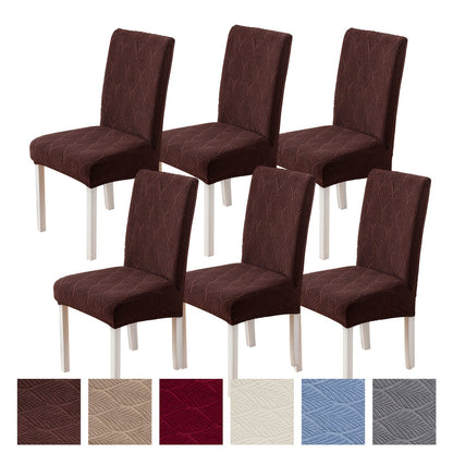 Dining Chair Covers 6pcs Waterproof - Stretch Polyester Spandex Elastic Slipcovers with Little Leaf Pattern, Machine Washable Pet-Friendly Chair Protectors for Home Restaurant