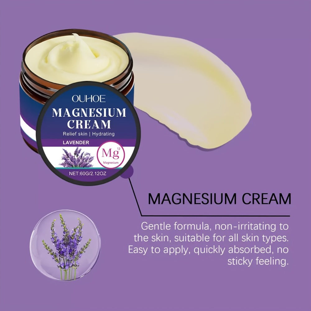 Body Cream OUHOE Magnesium Lavender 60g Jars in a Two-Piece Boxed Set for External Massage Use