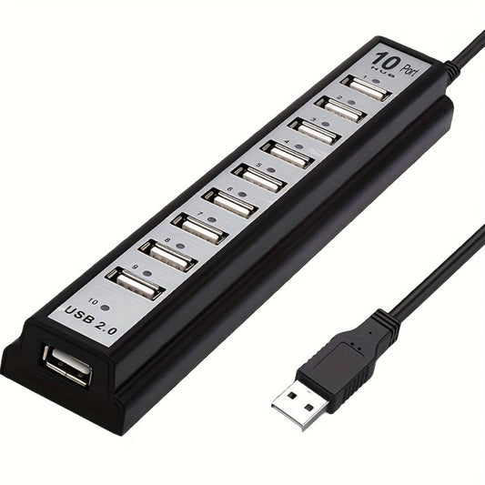10-Port USB-A Hub with High-Speed Charging & Data Transfer – Plug and Play USB Splitter for MacBook, PC, Laptop, Desktop | 10 Device Simultaneous Connection