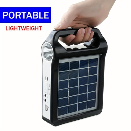 Solar Energy System Kit Portable Rechargeable USB Charger with LED Lamp Lighting Lithium Battery Home Solar Power Generator for Outdoor Camping Off-Grid