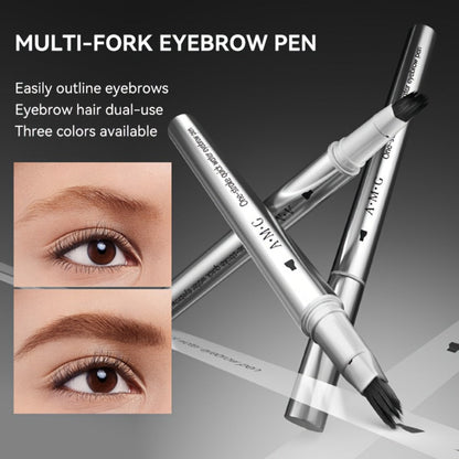 2-in-1 Eyebrow and Hairline Pen with Dense Multi-Fork Brush, Pointed Tip and Three Brown-to-Black Shades