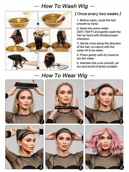 Lace Front Wig Human Hair Body Wave Bob with 4x1 Lace, 6in Length and Three Brown Highlight Colors