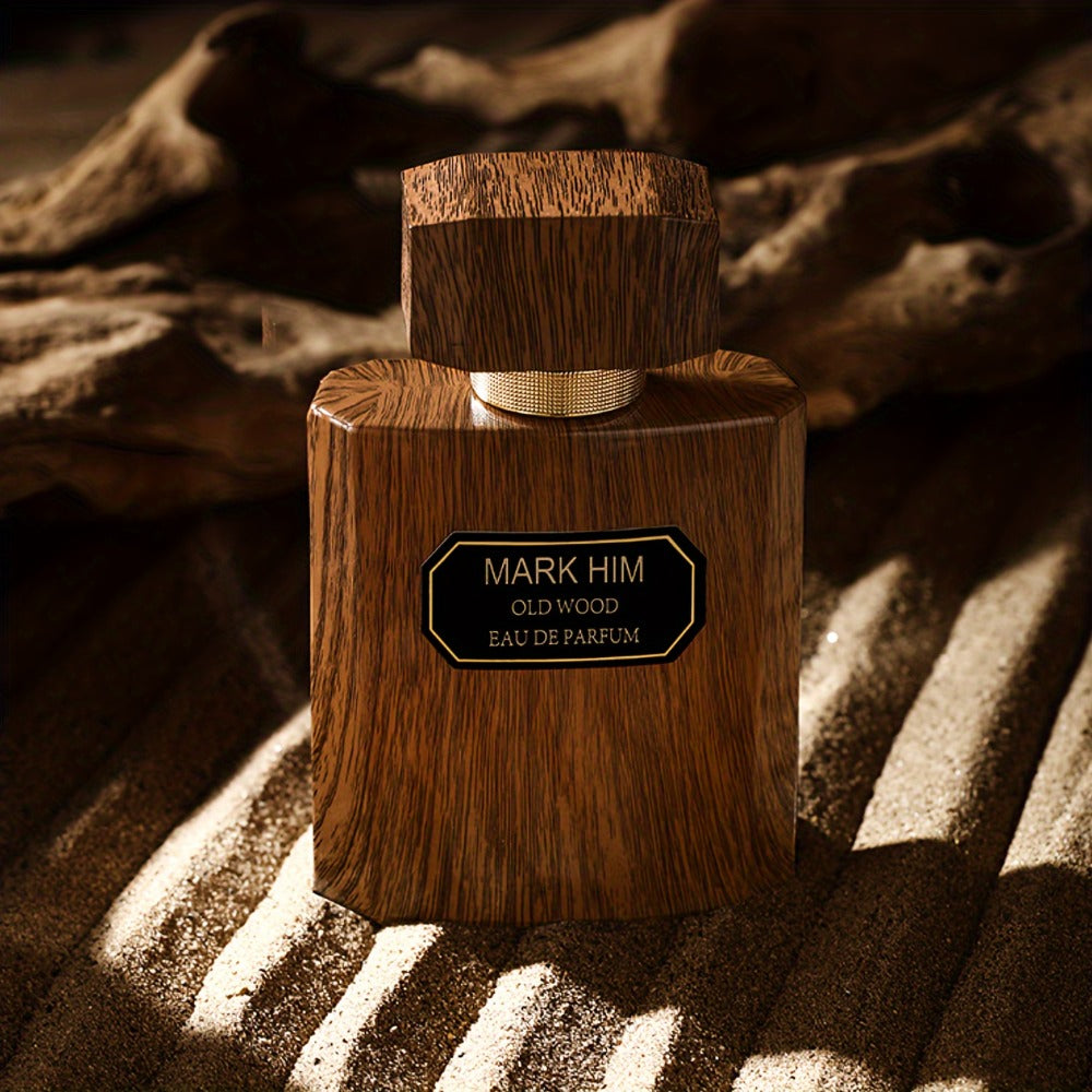 Cologne Spray for Men MARK HIM OLD WOOD 100ml with Wood-Look Bottle, Rectangular Cap and Boxed Presentation