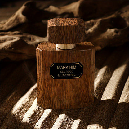 Cologne Spray for Men MARK HIM OLD WOOD 100ml with Wood-Look Bottle, Rectangular Cap and Boxed Presentation